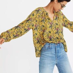 Madewell X Karen walker Silk Floral Gennaker Top size small